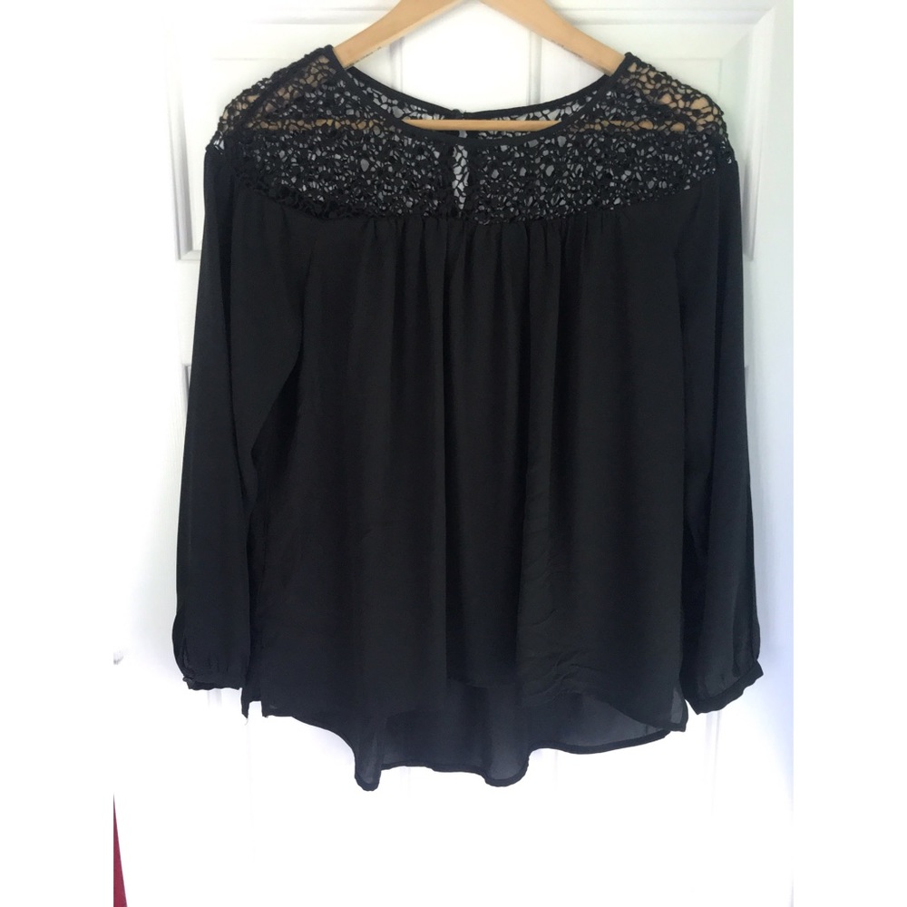 Black Scoop Neck with Embroidery